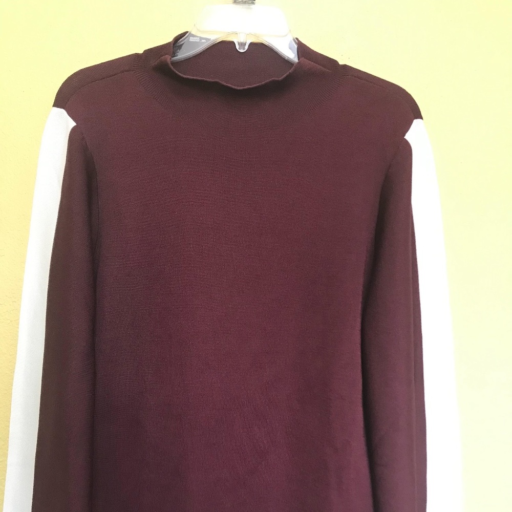INC Women's Sweater Burgundy Mock-Neck